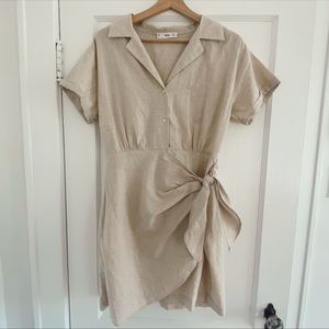 Mango Linen Wrap Dress